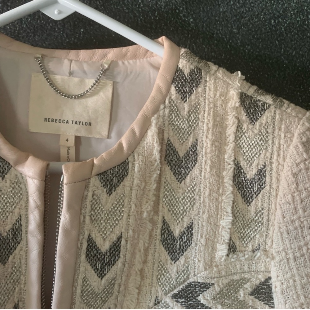 Rebecca Taylor Cropped Tweed Jacket w/ Embroidery, Movida size 4 euc - Picture 2 of 4